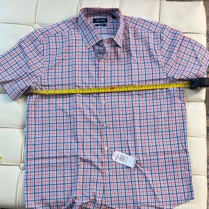 Nautica Short Sleeve Button-Down Shirt - Blue & Red Plaid